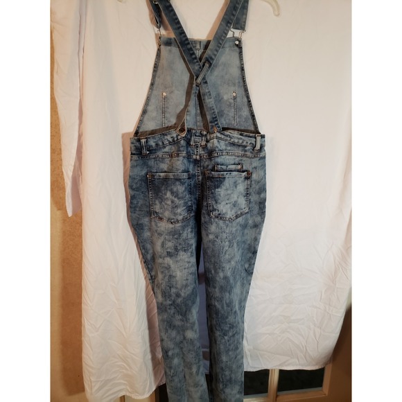 Women's Highway Distressed Tie Dye Jean Overalls Size 11 - Picture 2 of 6